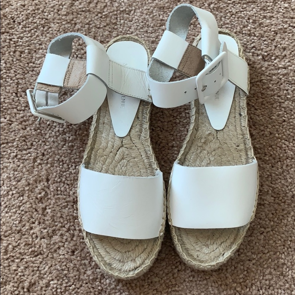 White and burlap Saks sandals - NWT